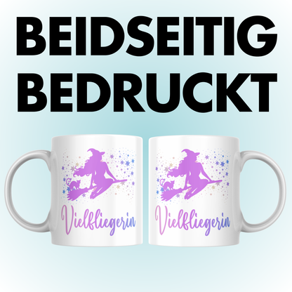 Vielfliegerin Hexe Besen Urlaub Kaffee Tasse