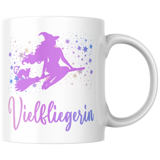 Vielfliegerin Hexe Besen Urlaub Kaffee Tasse