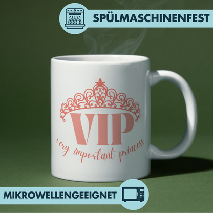 VIP Very Important Princess Prinzessin Wortspiel Kaffee Tasse