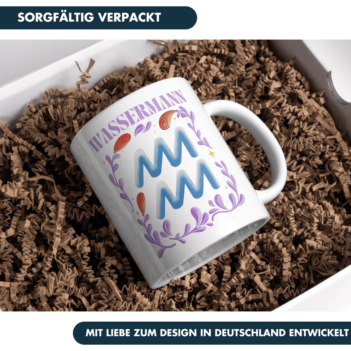 Wassermann Aquarius Sternzeichen Kaffee Tasse
