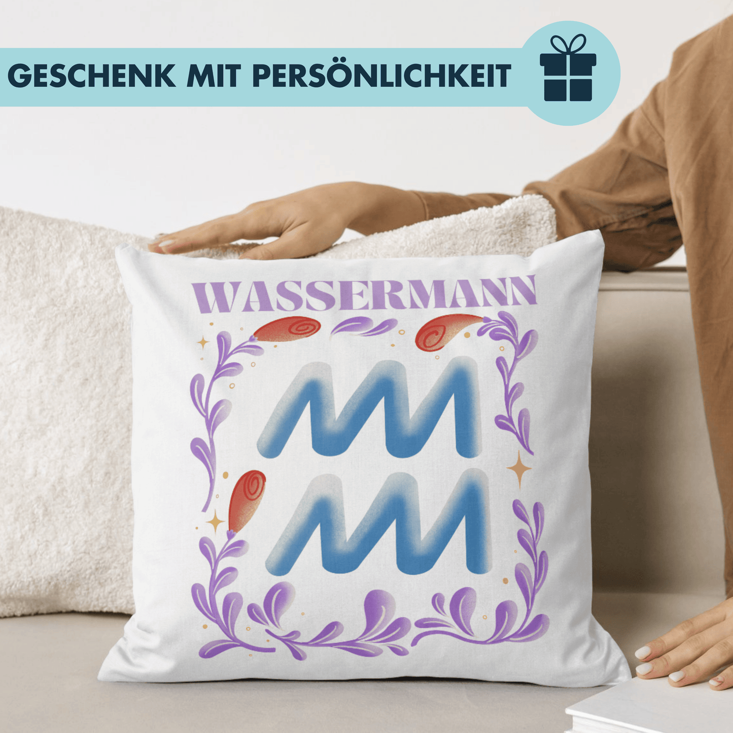 Wassermann Aquarius Sternzeichen Deko Kissen