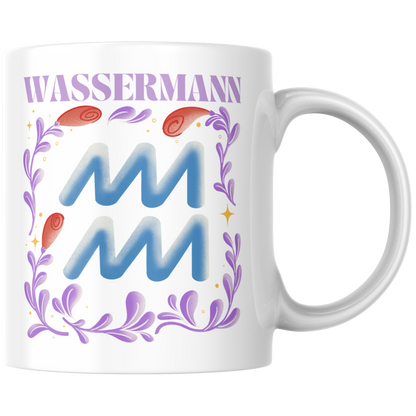 Wassermann Aquarius Sternzeichen Kaffee Tasse