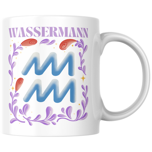 Wassermann Aquarius Sternzeichen Kaffee Tasse