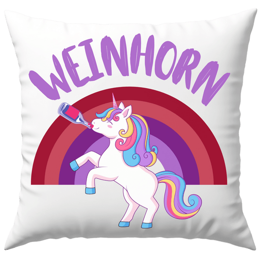 Weinhorn Wein Einhorn Wortspiel Deko Kissen