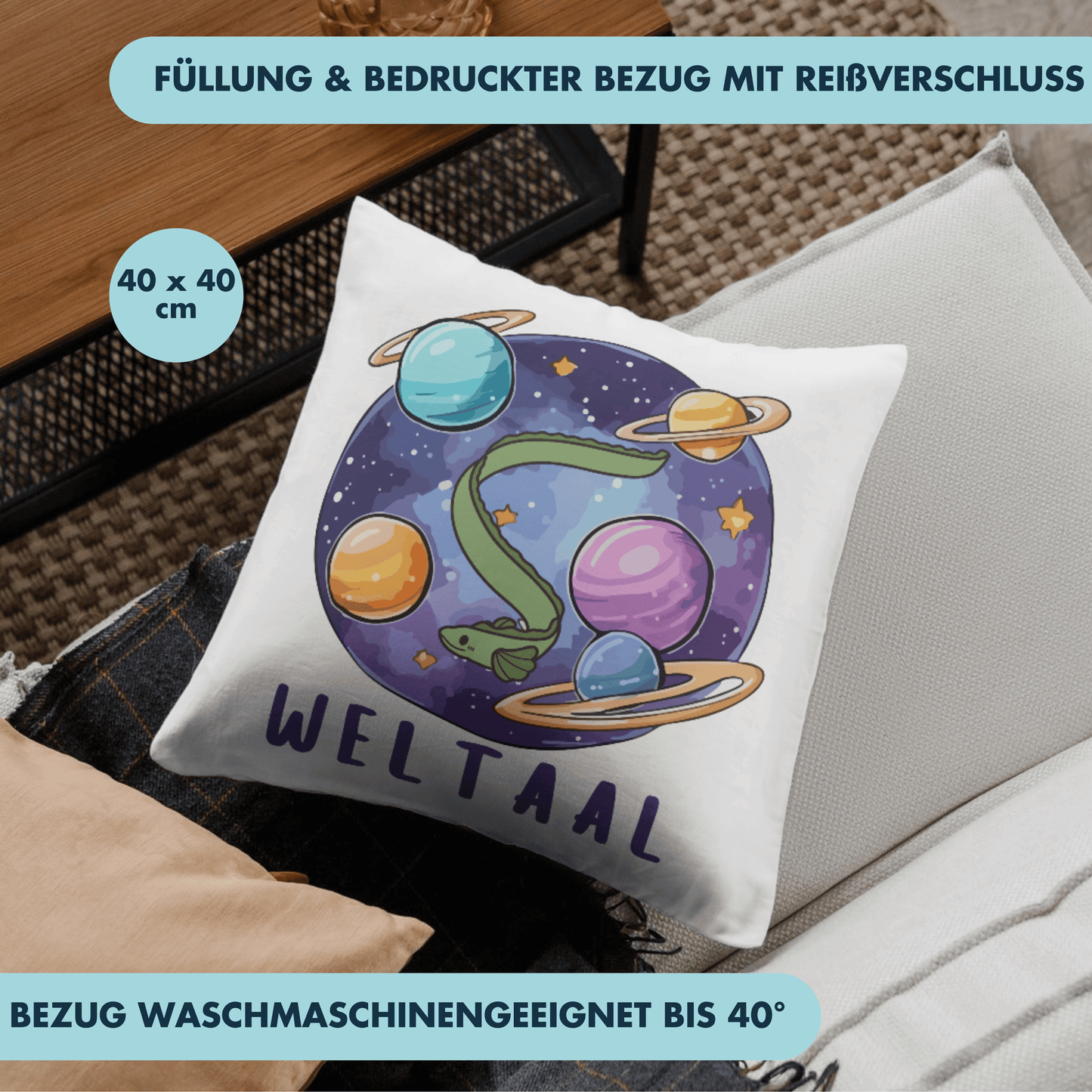 Weltaal Aal Wortspiel Deko Kissen