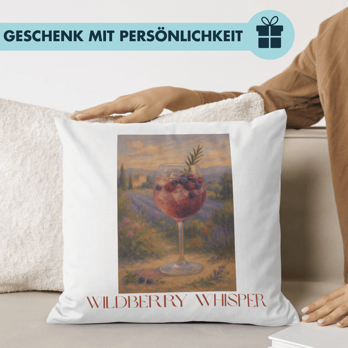 Wildberry Whisper Cocktail Kunst Deko Kissen