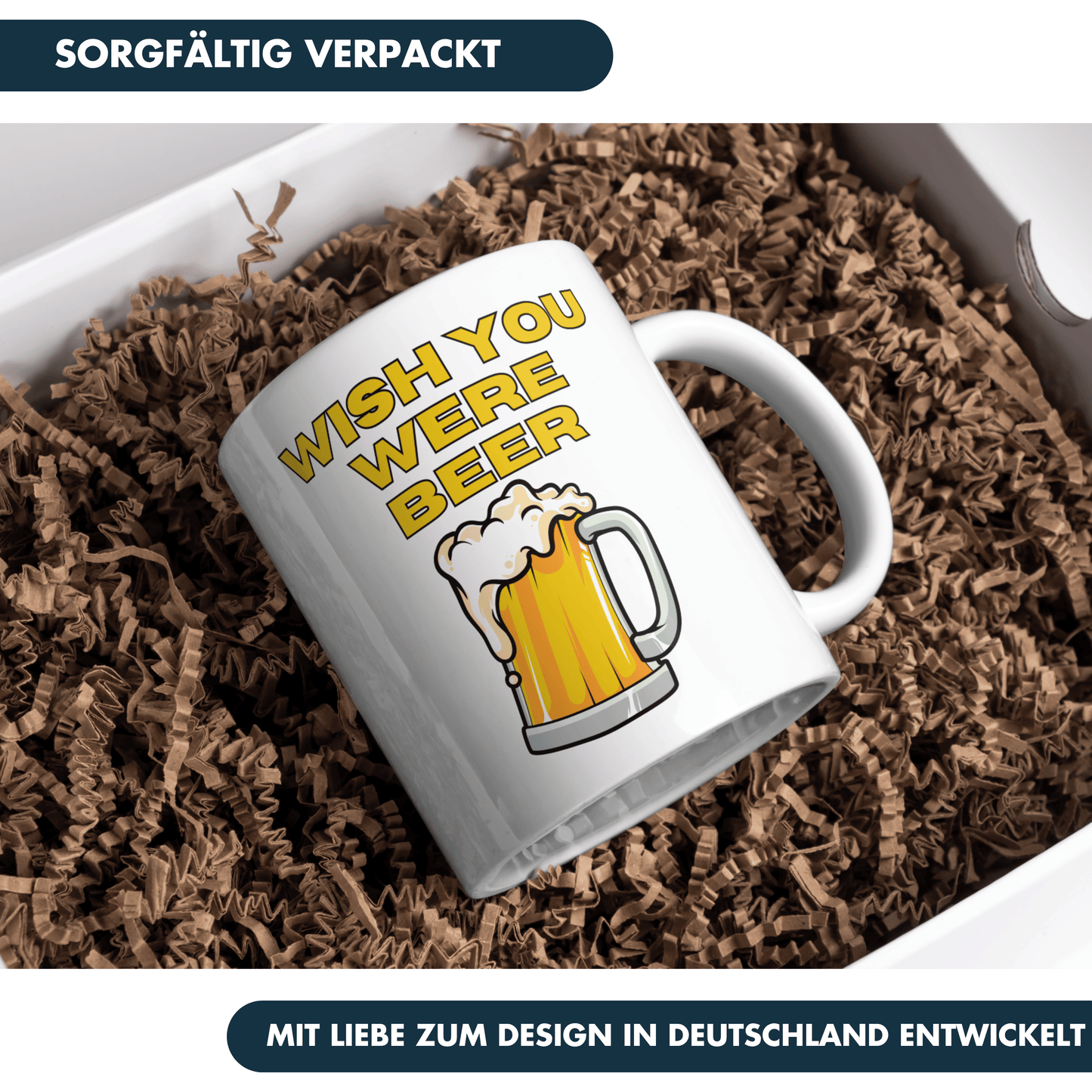 Wish You Were Beer Bier Arbeit Büro Feierabend Kaffee Tasse