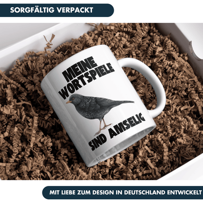 Meine Wortspiele Sind Amselig Vogel Selbstironie Kaffee Tasse