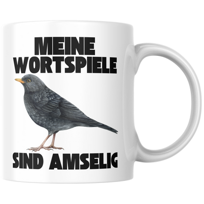 Meine Wortspiele Sind Amselig Vogel Selbstironie Kaffee Tasse