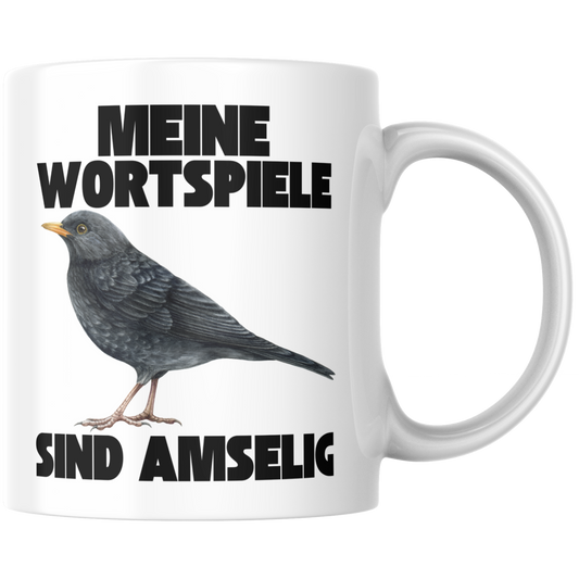Meine Wortspiele Sind Amselig Vogel Selbstironie Kaffee Tasse