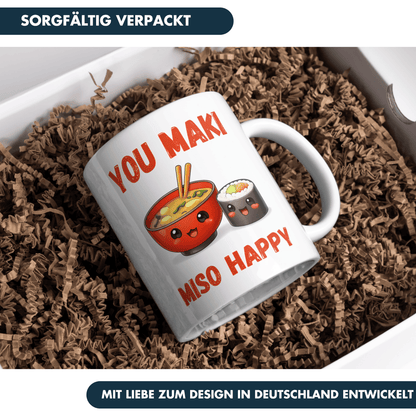 You Maki Miso Happy Liebe Wortspiel Kaffee Tasse