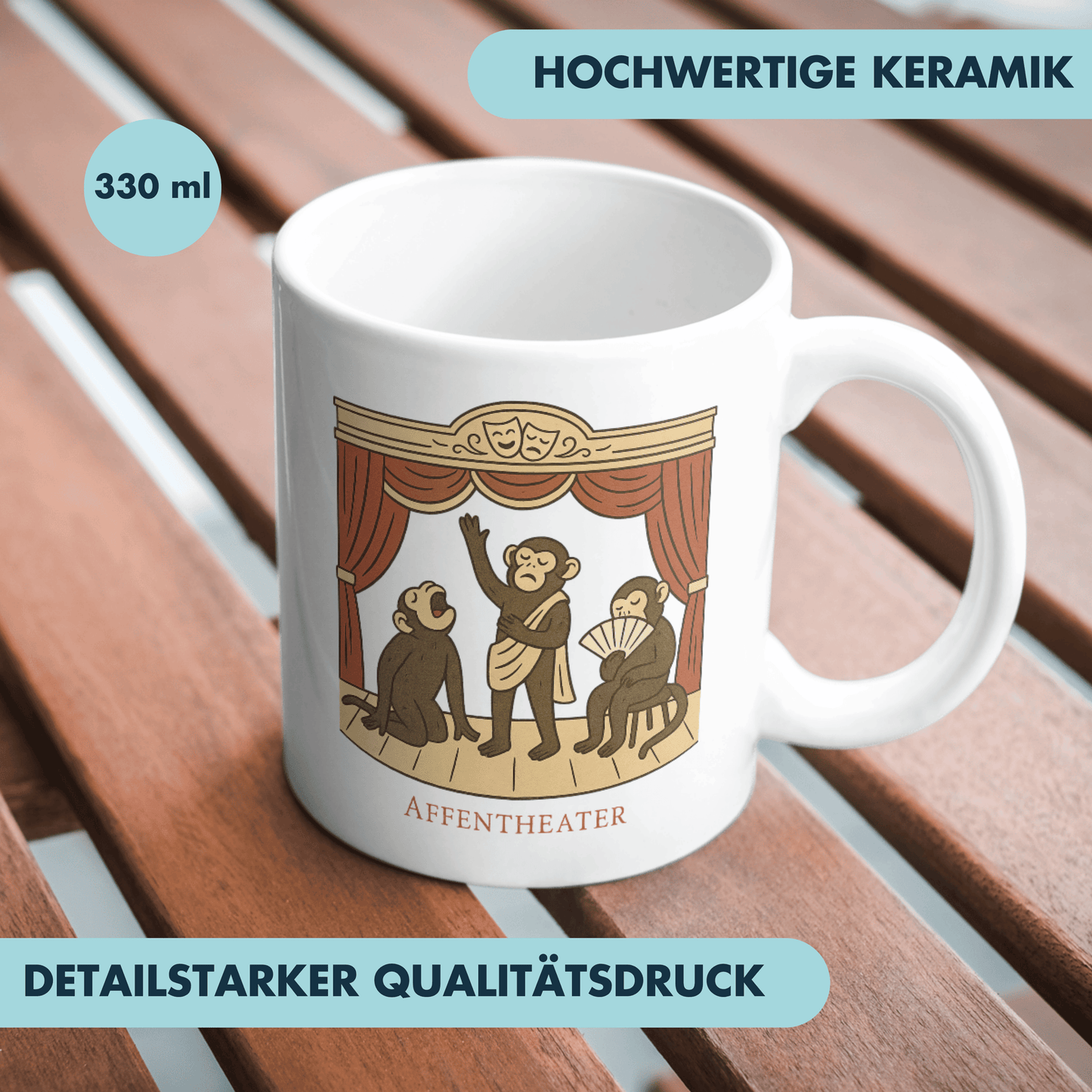 Affentheater Affen Theater Wortspiel Kaffee Tasse