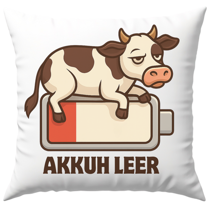 Akkuh Leer Kuh Akku Wortspiel Deko Kissen