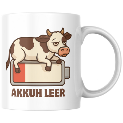 Akkuh Leer Kuh Akku Wortspiel Kaffee Tasse