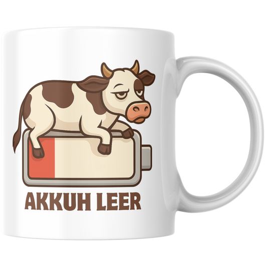 Akkuh Leer Kuh Akku Wortspiel Kaffee Tasse