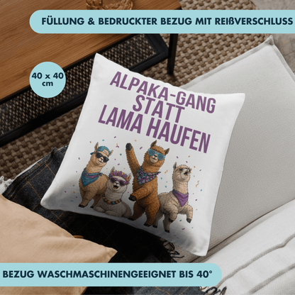Alpaka-Gang Statt Lama Haufen Wortspiel Deko Kissen