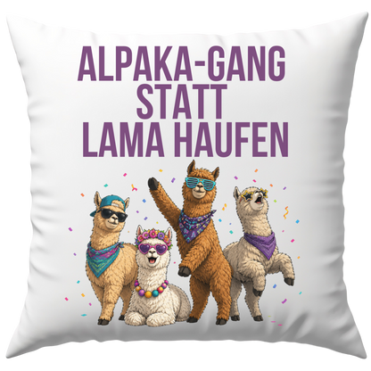 Alpaka-Gang Statt Lama Haufen Wortspiel Deko Kissen