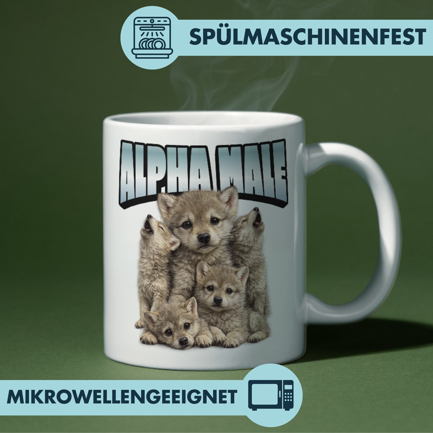 Alpha Male Baby Wolf Selbstironie Kaffee Tasse