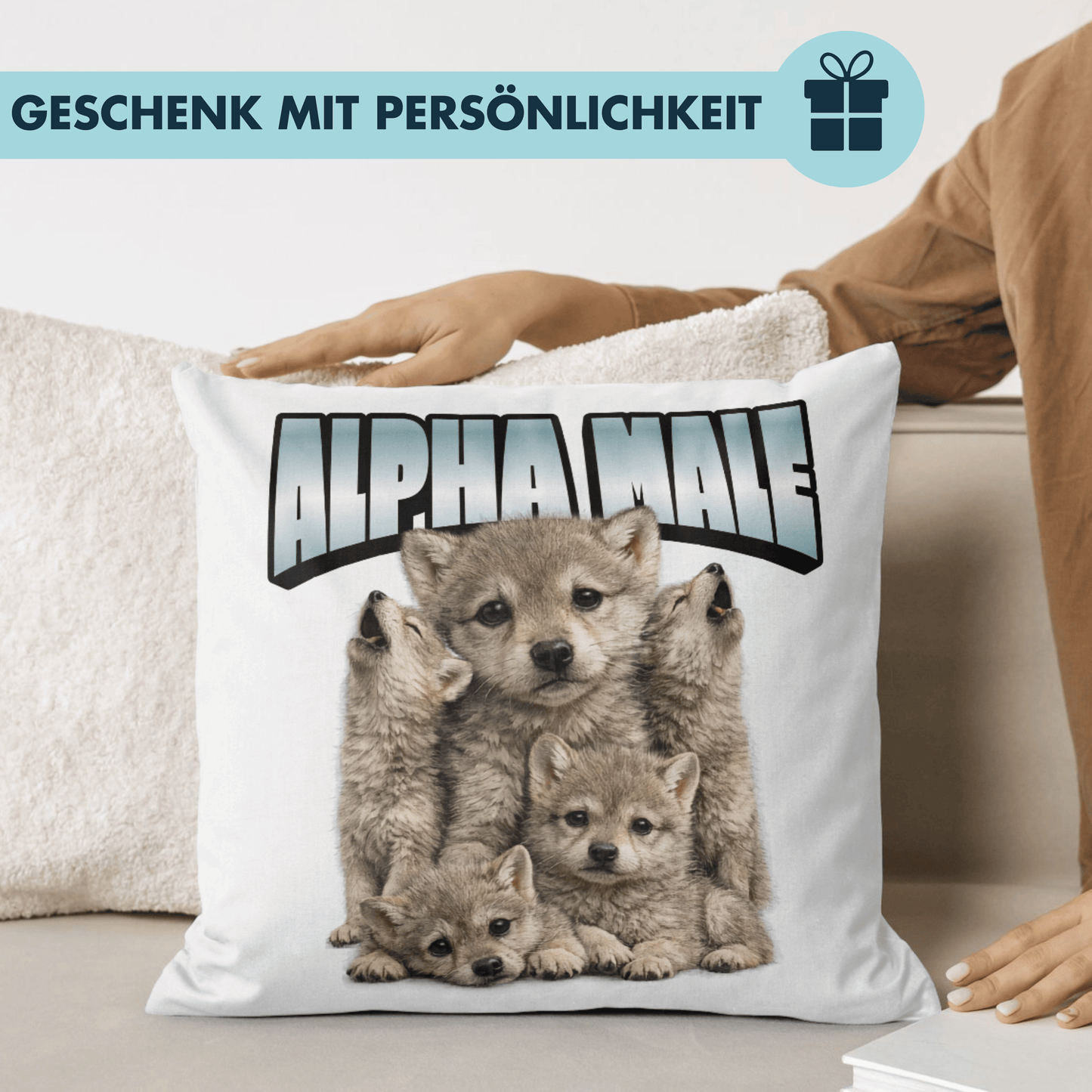 Alpha Male Baby Wolf Meme Deko Kissen