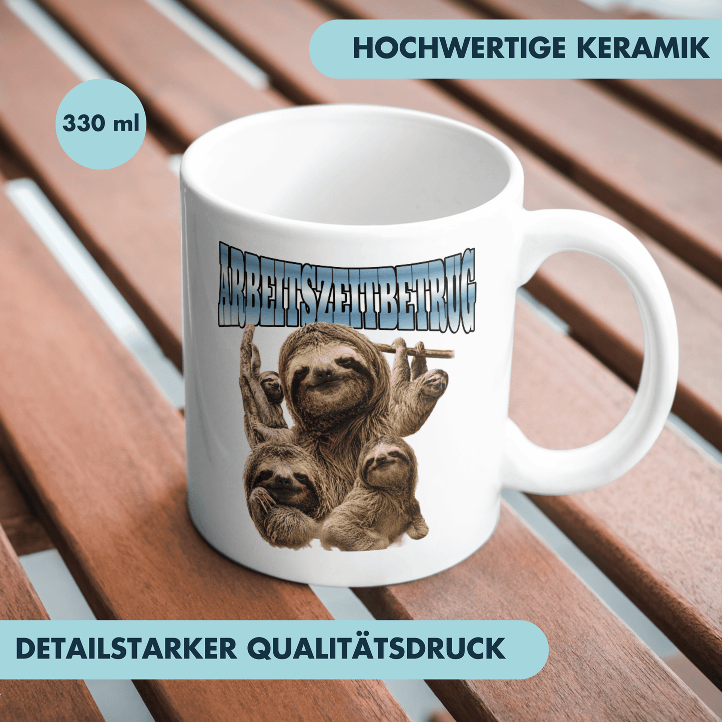 Arbeitszeitbetrug Faultier Bootleg Kaffee Tasse