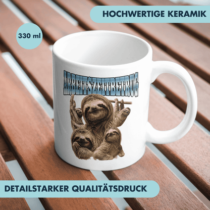 Arbeitszeitbetrug Faultier Bootleg Kaffee Tasse