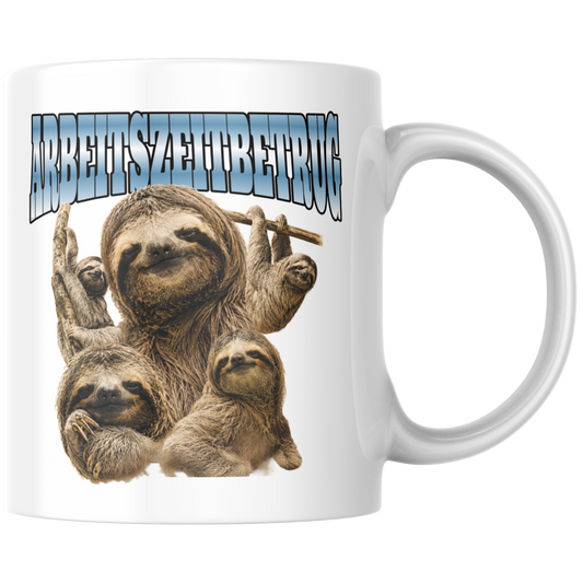 Arbeitszeitbetrug Faultier Bootleg Kaffee Tasse