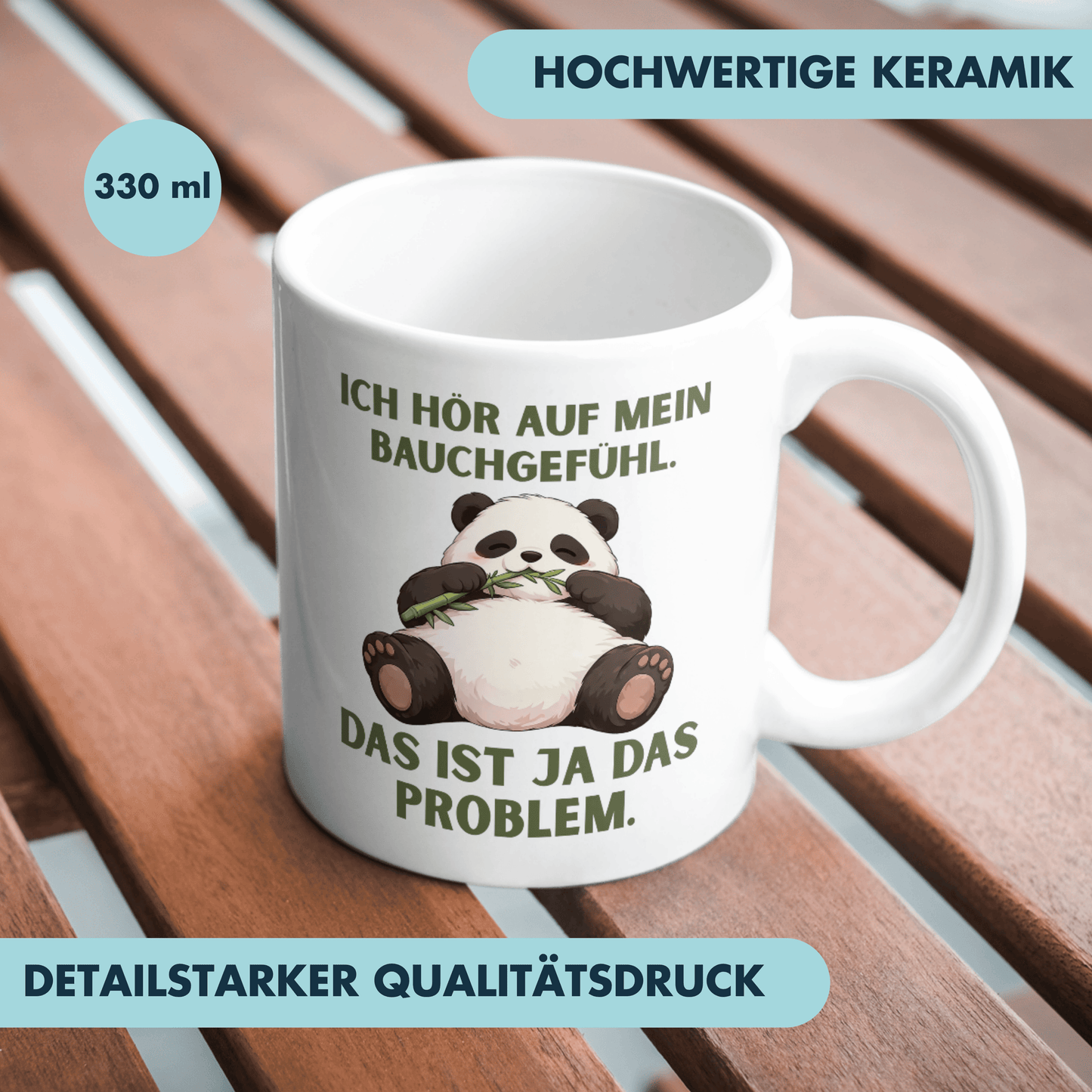 Ich Hör Auf Mein Bauchgefühl Das Ist Ja Das Problem Panda Kaffee Tasse
