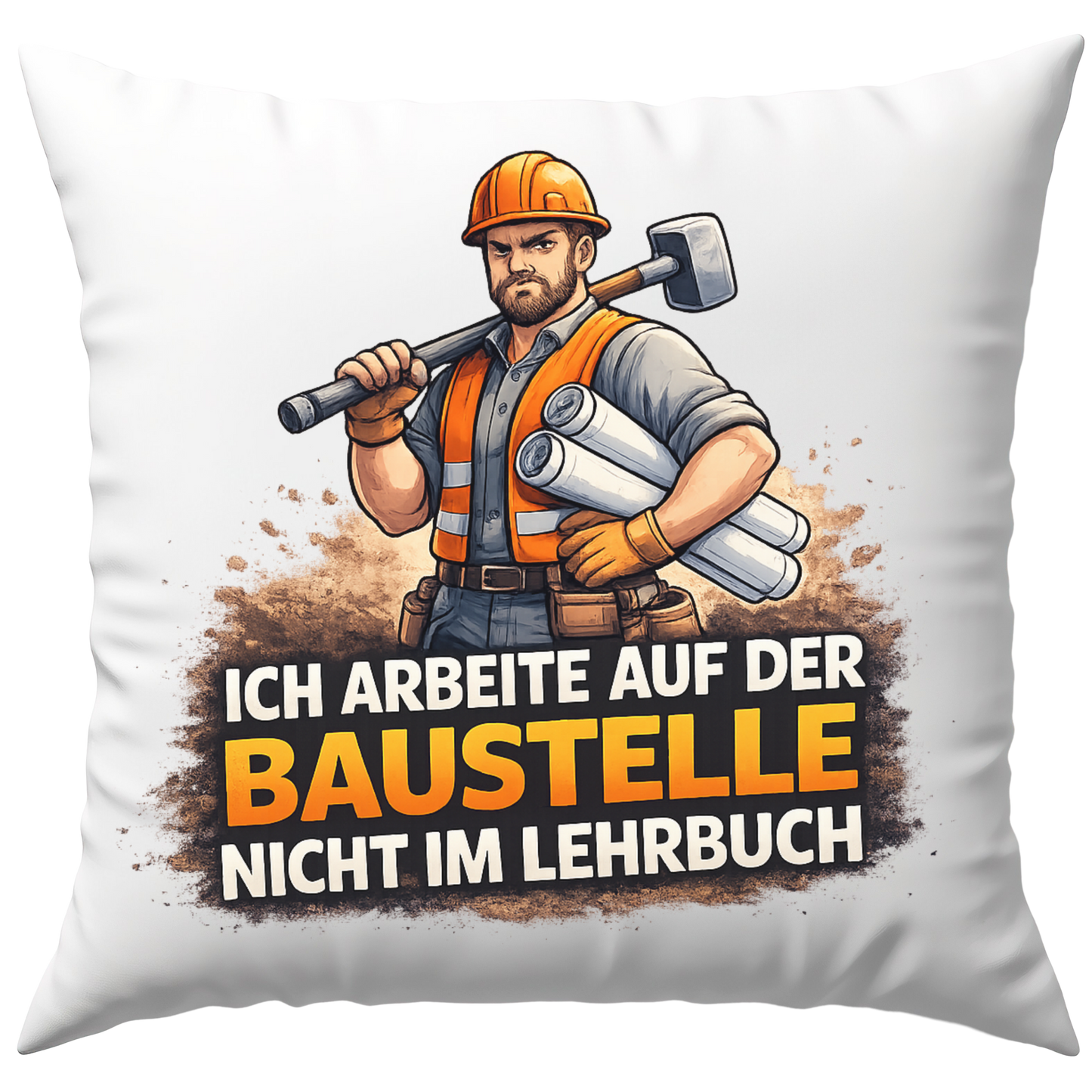 Ich Arbeite Auf Der Baustelle Nicht Im Lehrbuch Spruch Deko Kissen