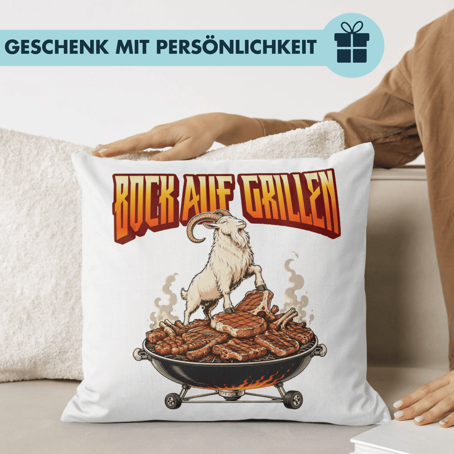 Bock Auf Grillen Wortspiel Grill Deko Kissen