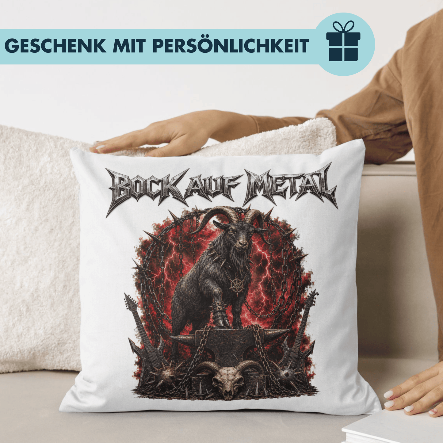 Bock Auf Metal Wortspiel Deko Kissen