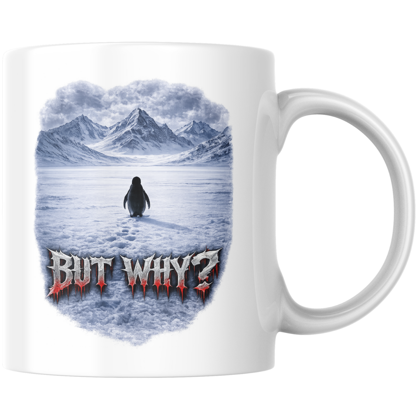 But Why? Pinguin Meme Kaffee Tasse