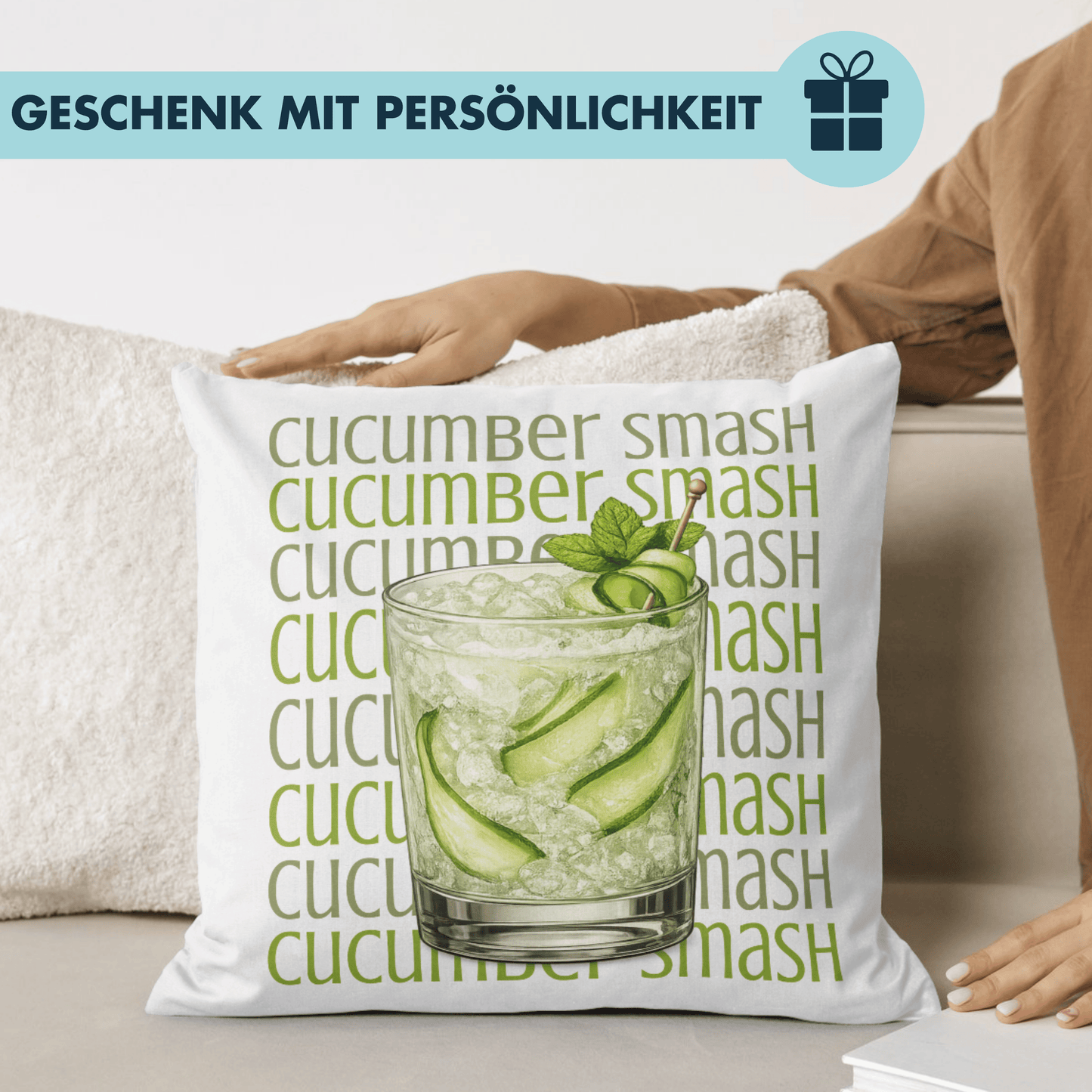 Cucumber Smash Cocktail Deko Kissen