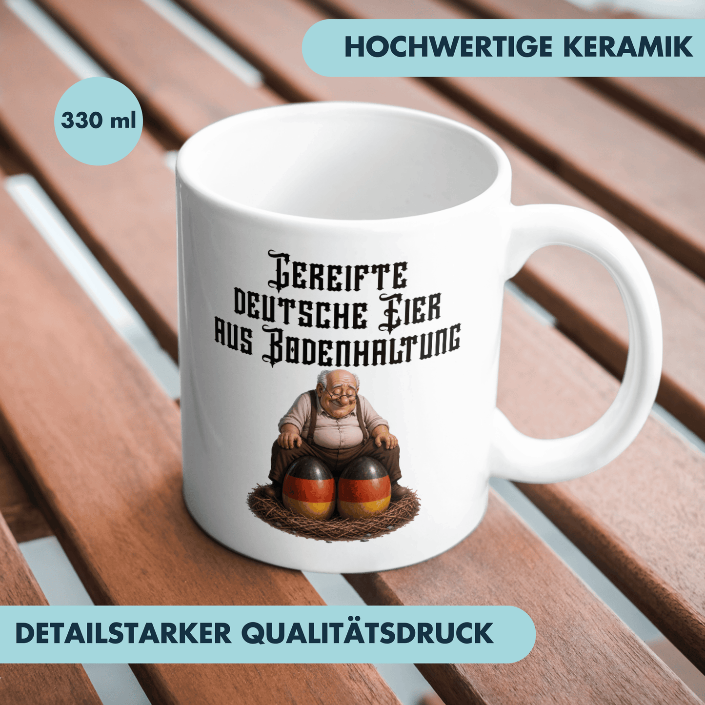 Gereifte Deutsche Eier Aus Bodenhaltung Kaffee Tasse