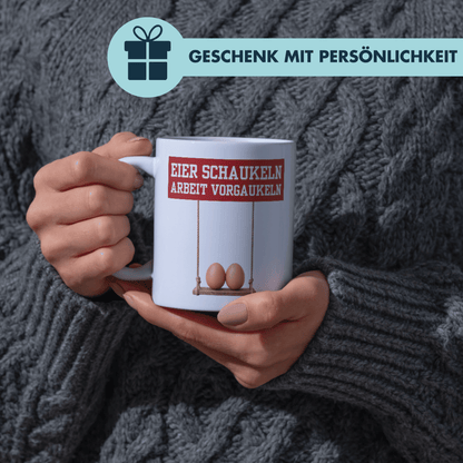 Eier Schaukeln Arbeit Vorgaukeln Kaffee Tasse