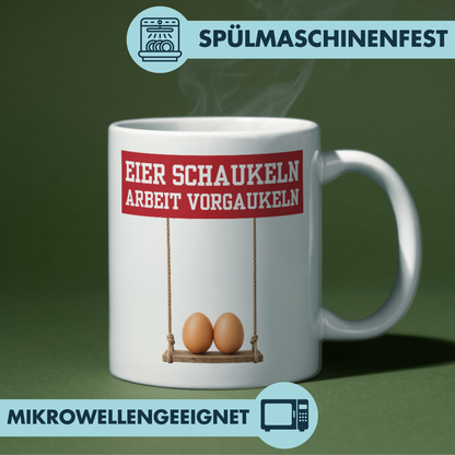Eier Schaukeln Arbeit Vorgaukeln Kaffee Tasse