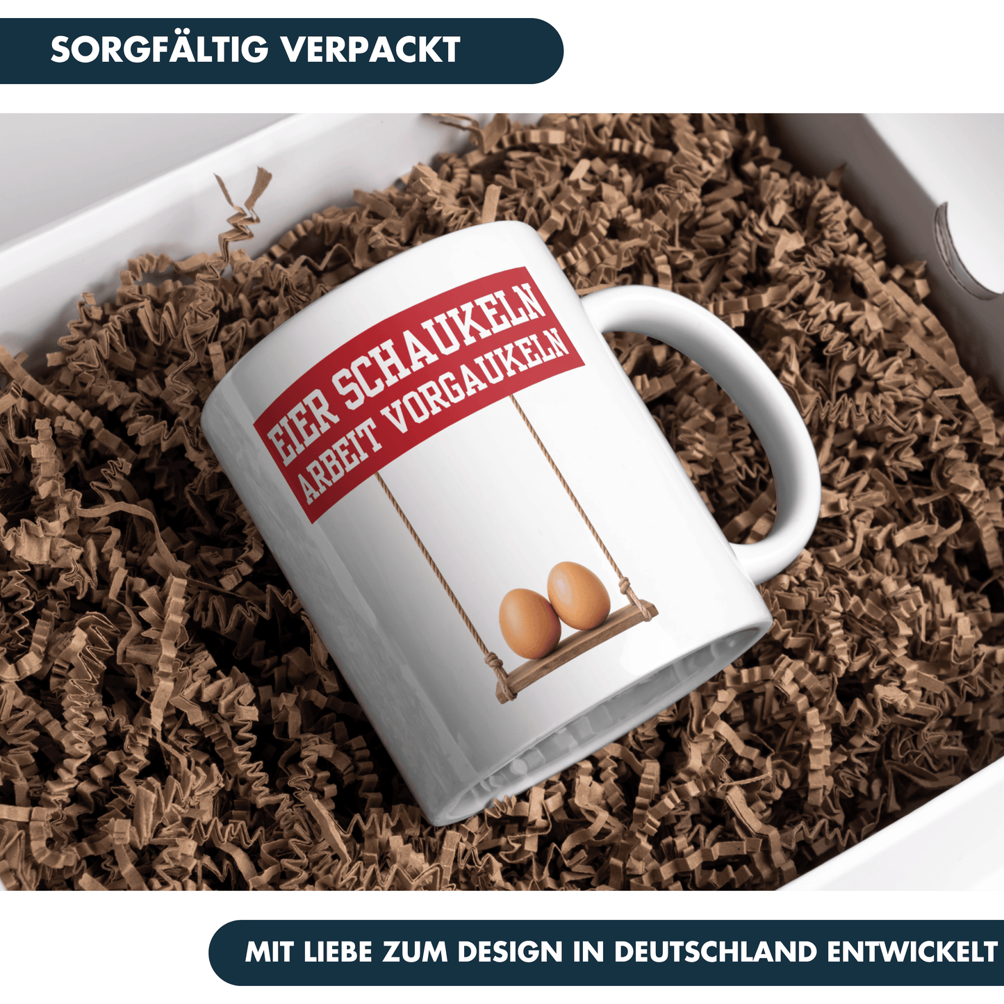 Eier Schaukeln Arbeit Vorgaukeln Kaffee Tasse