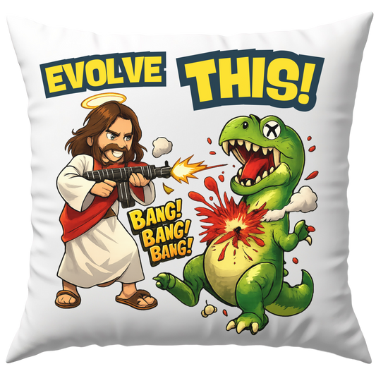 Evolve This Jesus T-Rex Deko Kissen