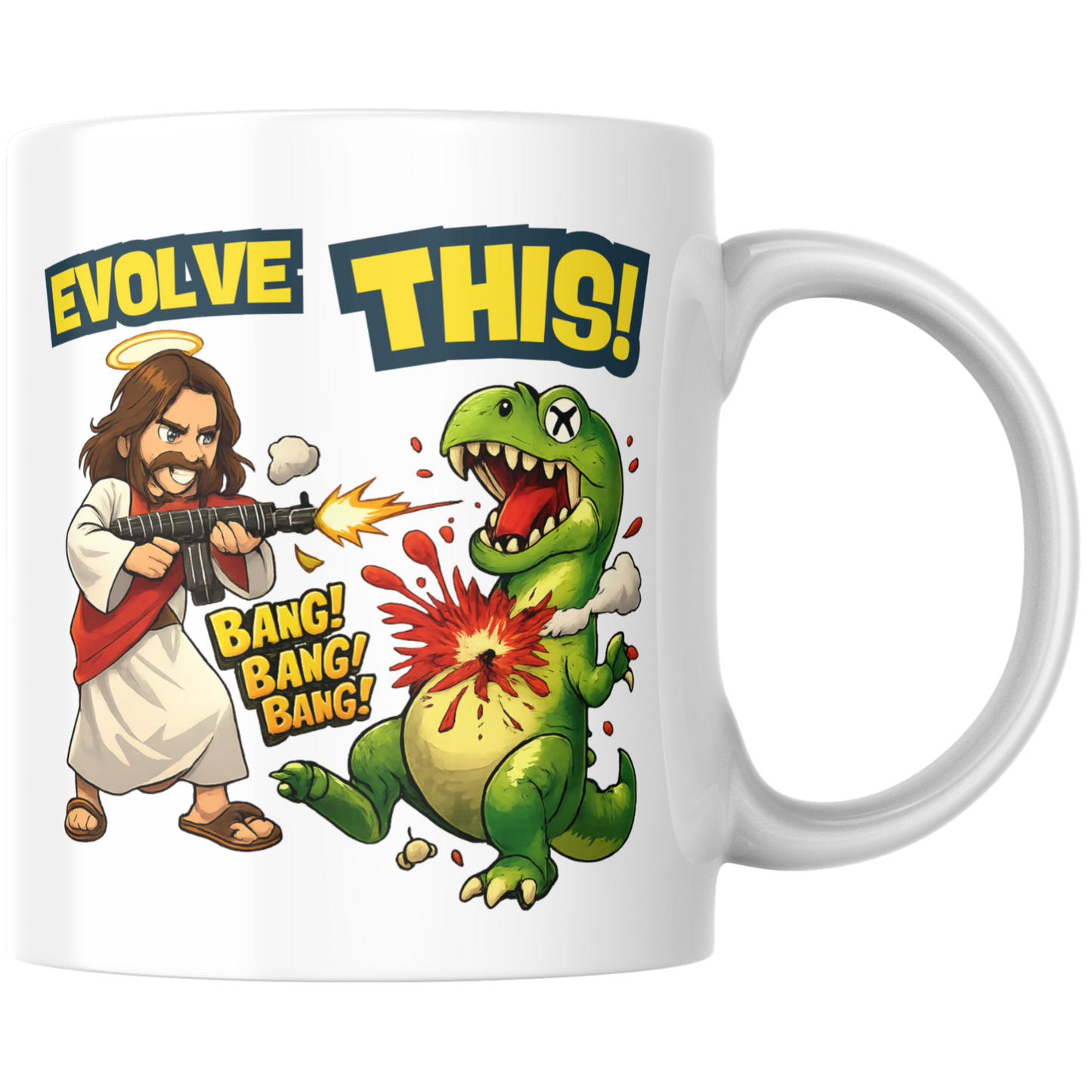 Evolve This Jesus T-Rex Kaffee Tasse