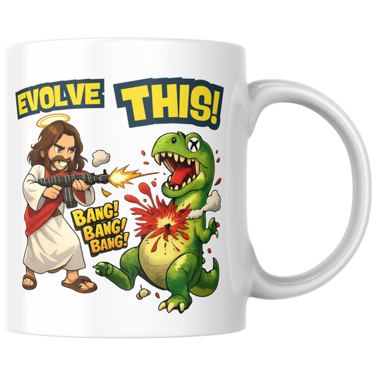 Evolve This Jesus T-Rex Kaffee Tasse