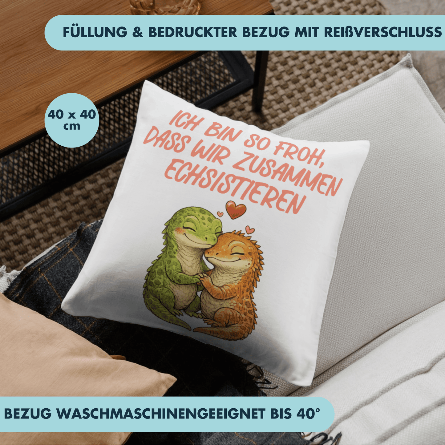 Ich Bin So Froh Dass Wir Zusammen Echsistieren Liebe Deko Kissen
