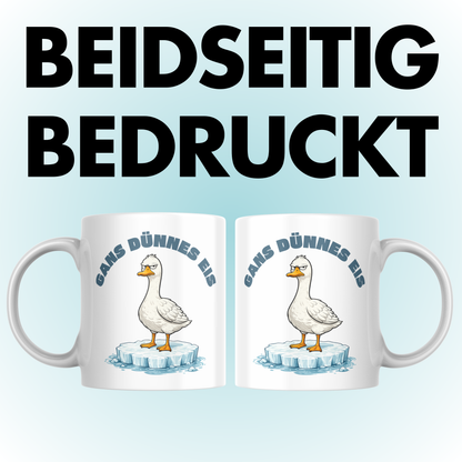 Gans Dünnes Eis Wortspiel Kaffee Tasse