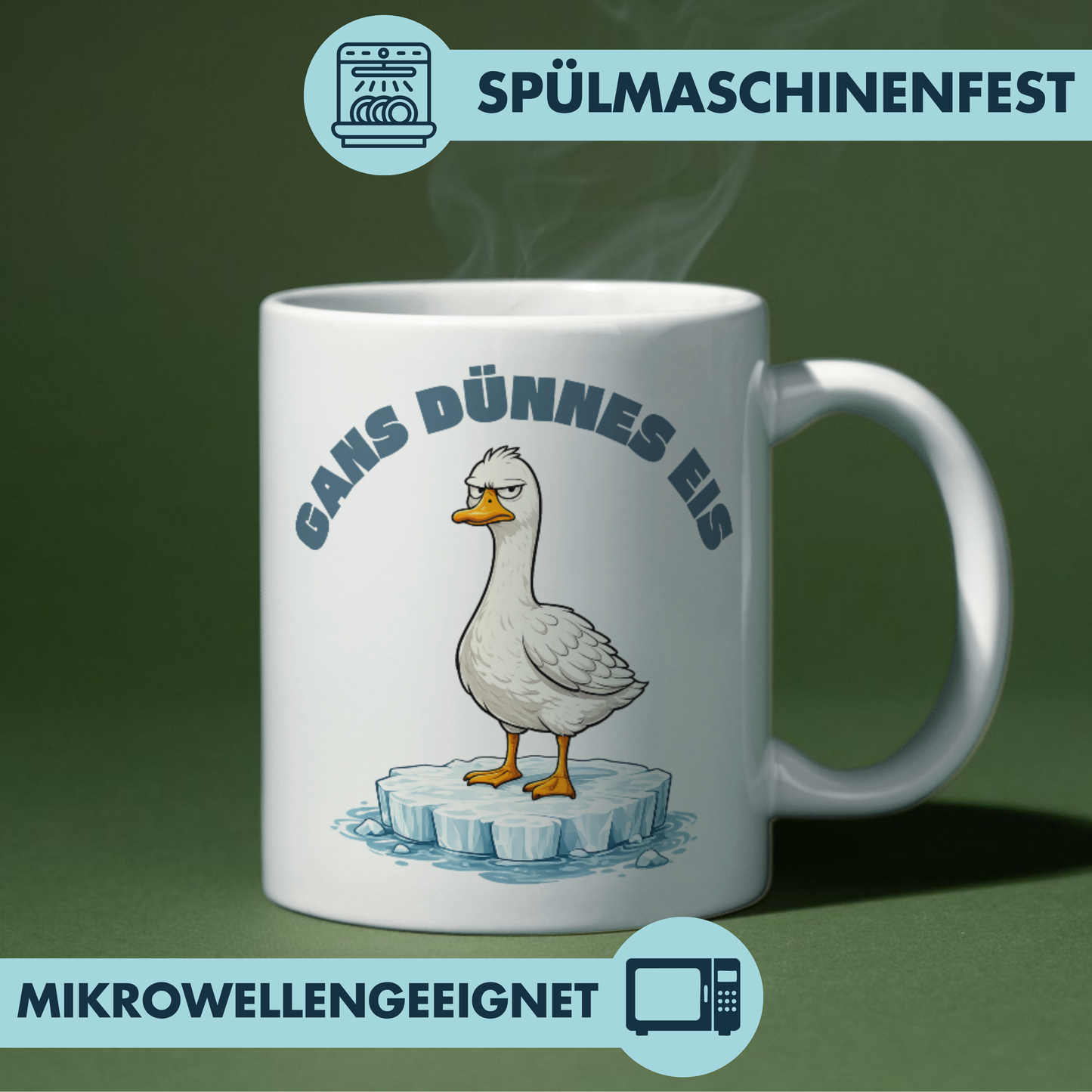 Gans Dünnes Eis Wortspiel Kaffee Tasse