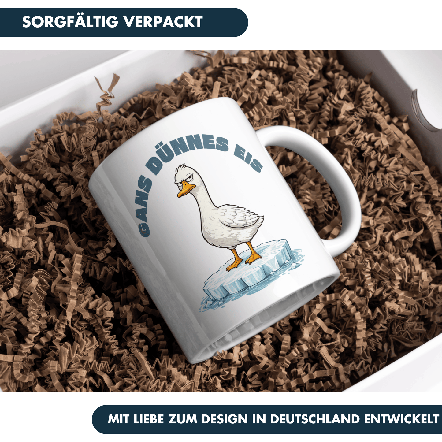 Gans Dünnes Eis Wortspiel Kaffee Tasse