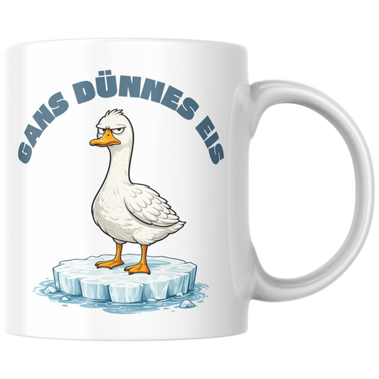 Gans Dünnes Eis Wortspiel Kaffee Tasse