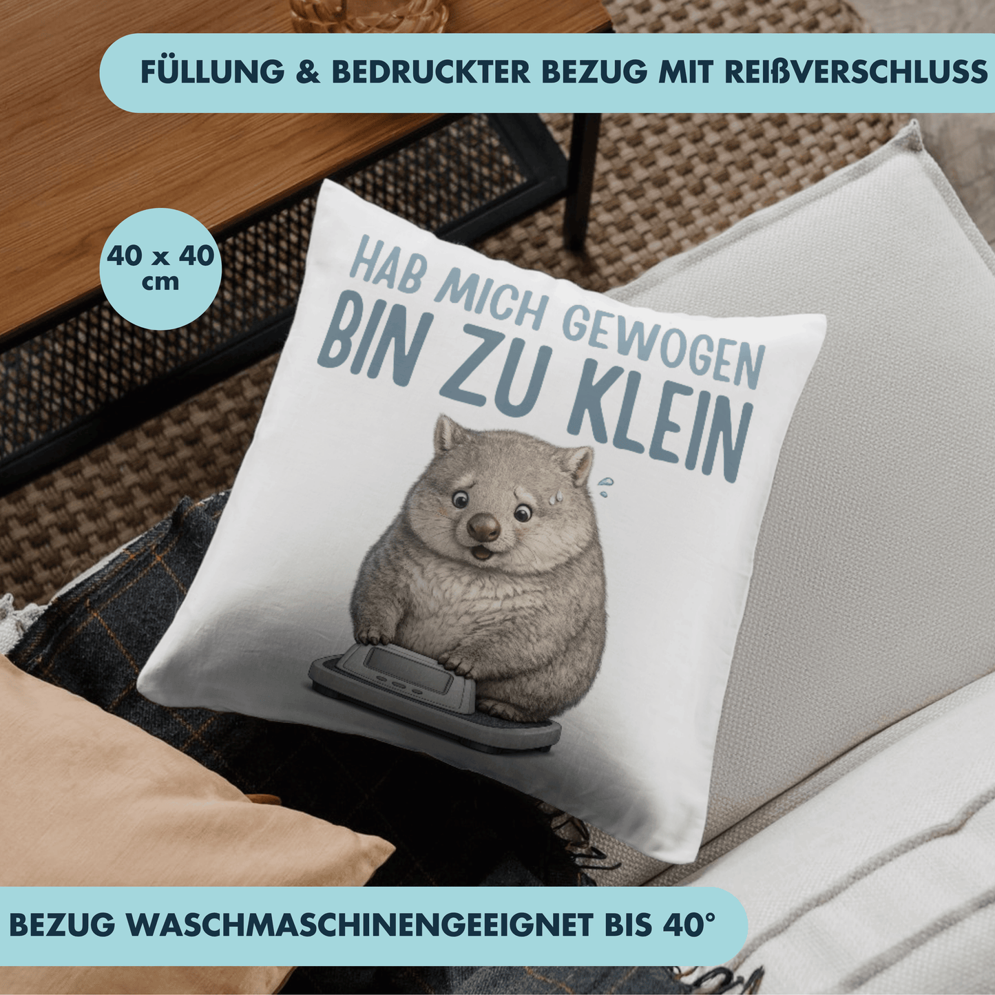 Hab Mich Gewogen Bin Zu Klein Deko Kissen