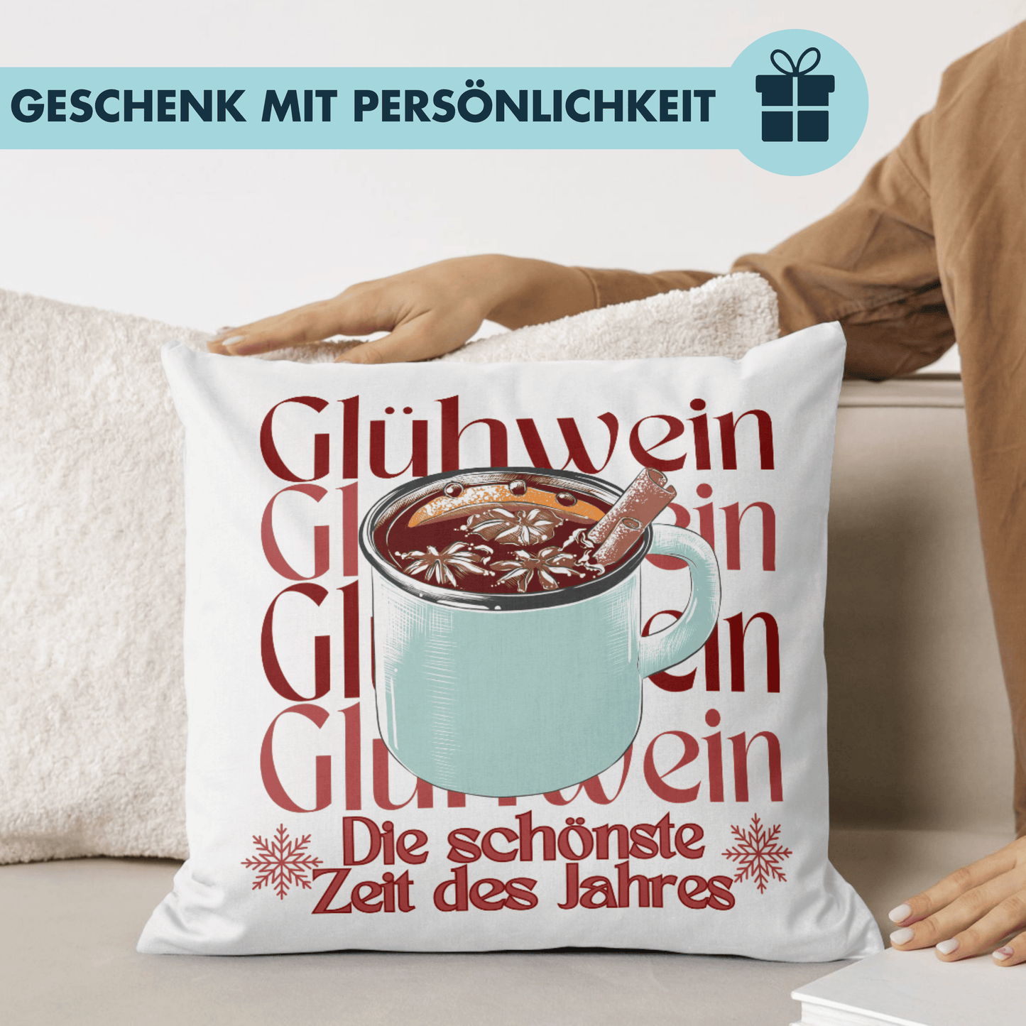 Glühwein Die Schönste Zeit des Jahres Weihnachten Deko Kissen