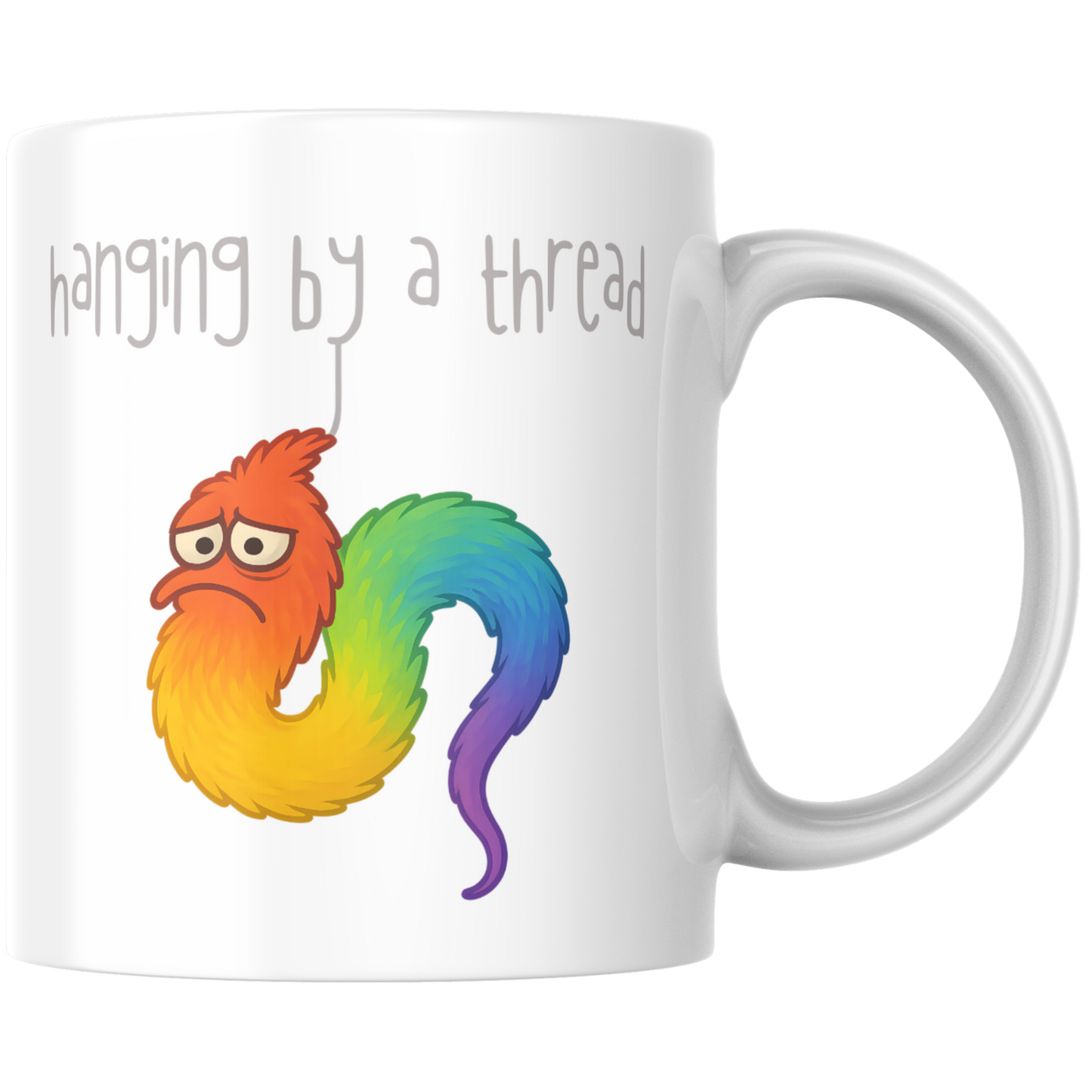 Hanging By A Thread Worm Meme Kaffee Tasse