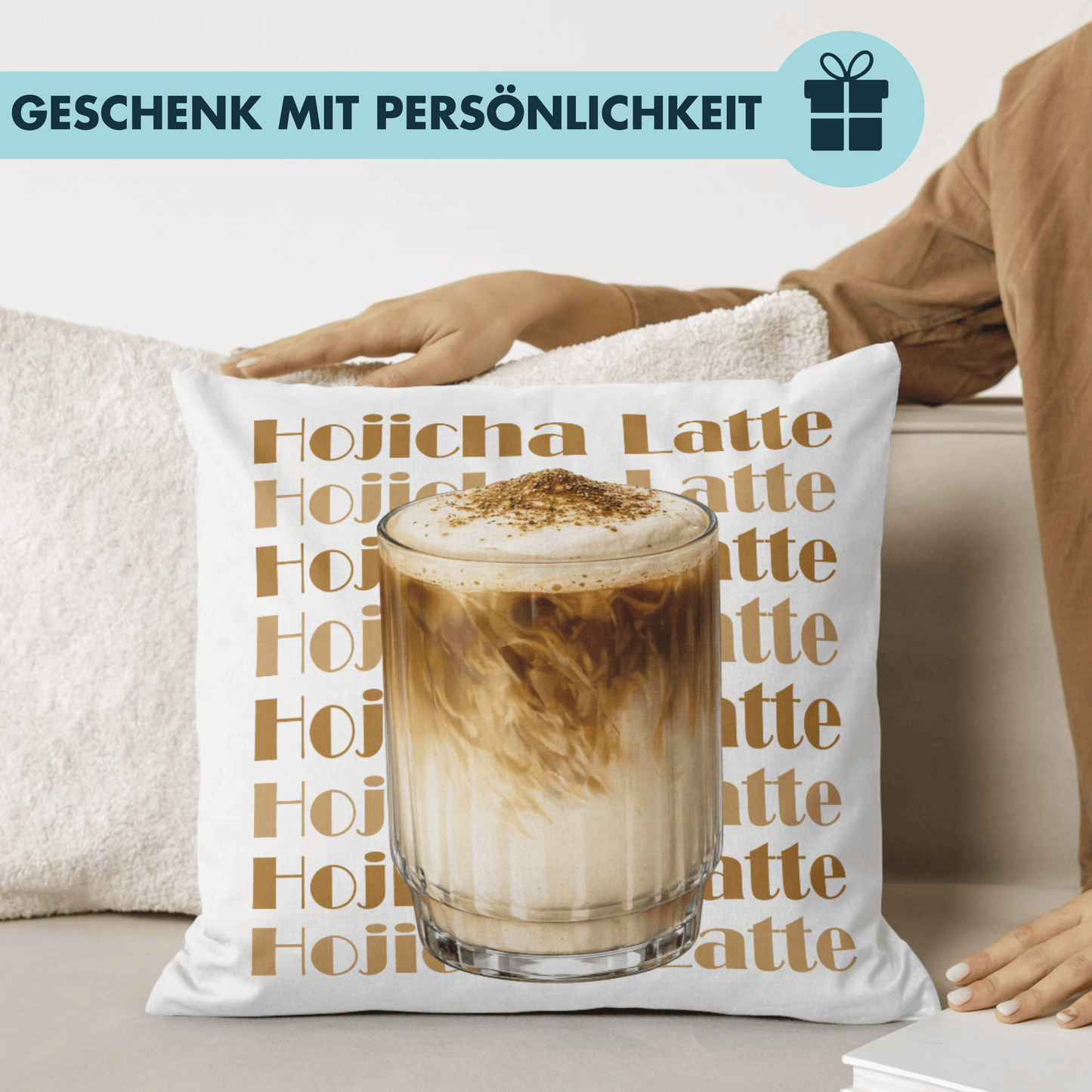 Hojicha Latte Tee Deko Kissen