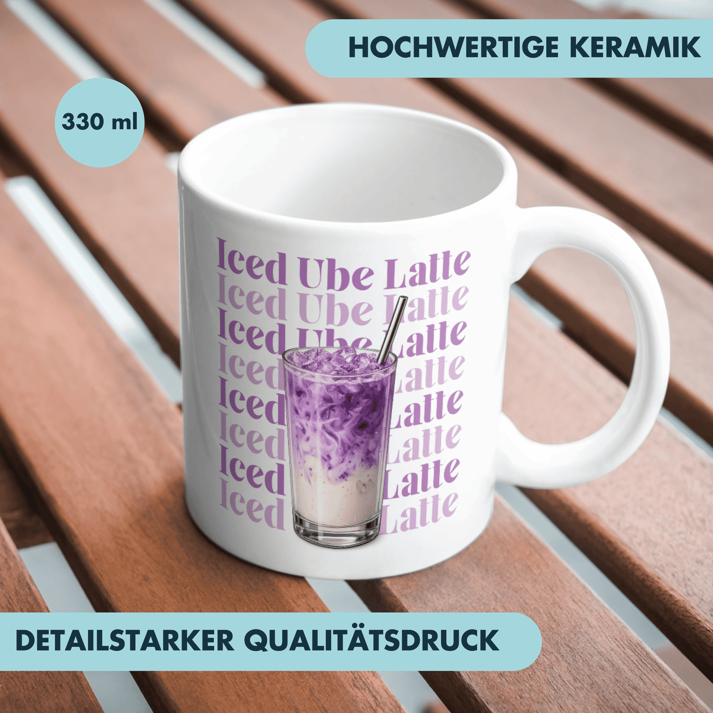 Iced Ube Latte Kaffee Tasse