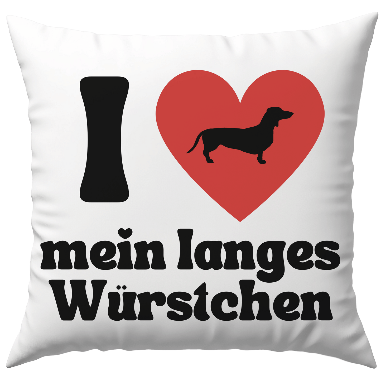 I Love Heart Mein Langes Würstchen Dackel Deko Kissen